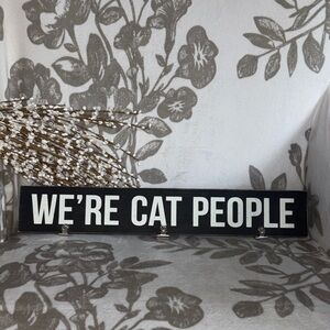 Primitives by Kathy Black and White Cat People Sign